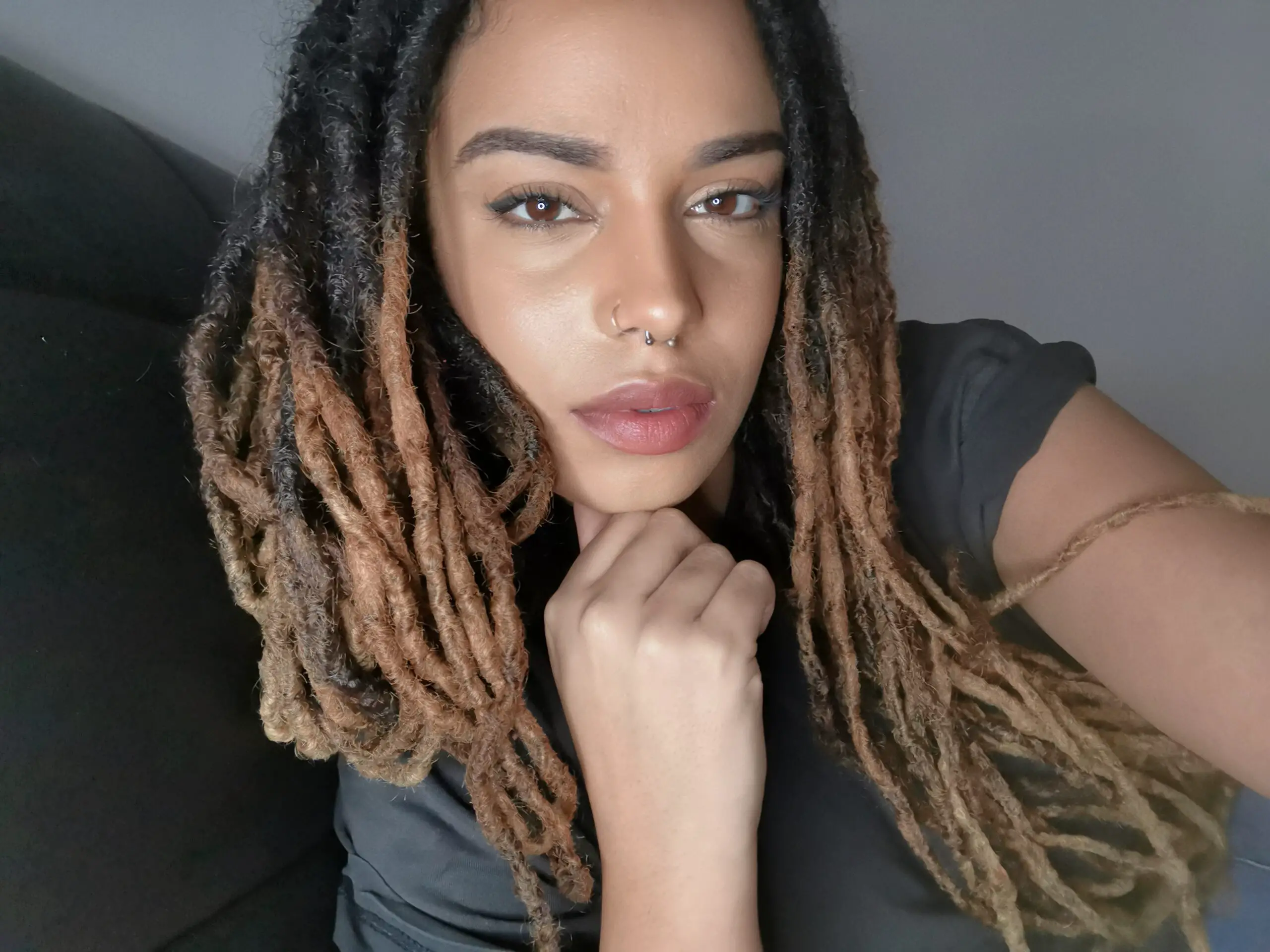 woman with Rasta and septum piercing